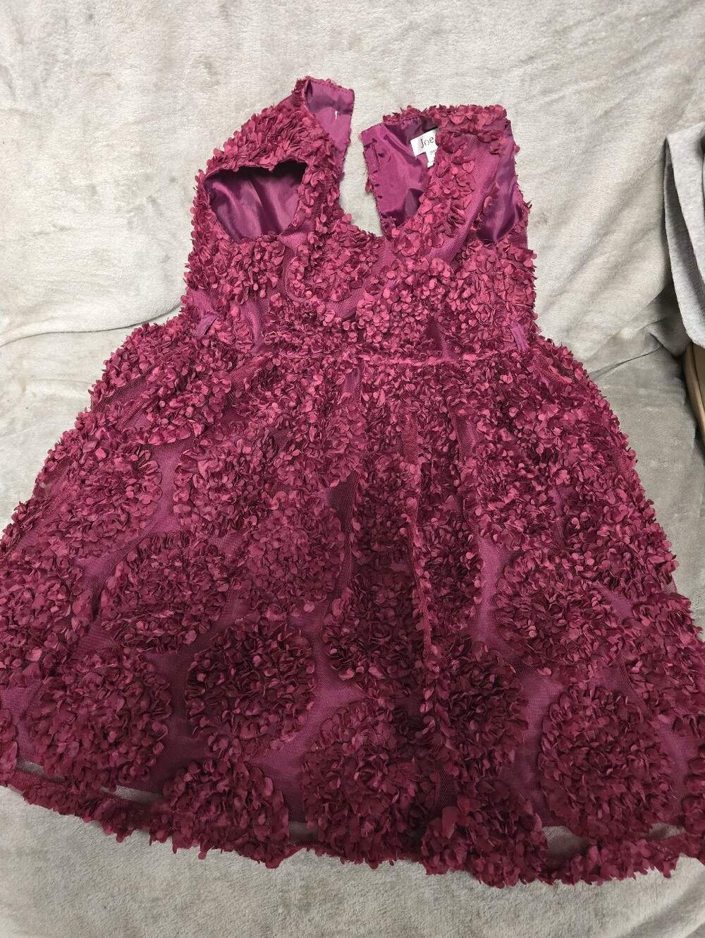 Joe-Ella Raspberry Textured Floral Party Dress